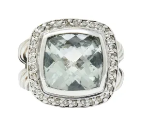 David Yurman Green Quartz Diamond Sterling Silver Petite Albion Ring
