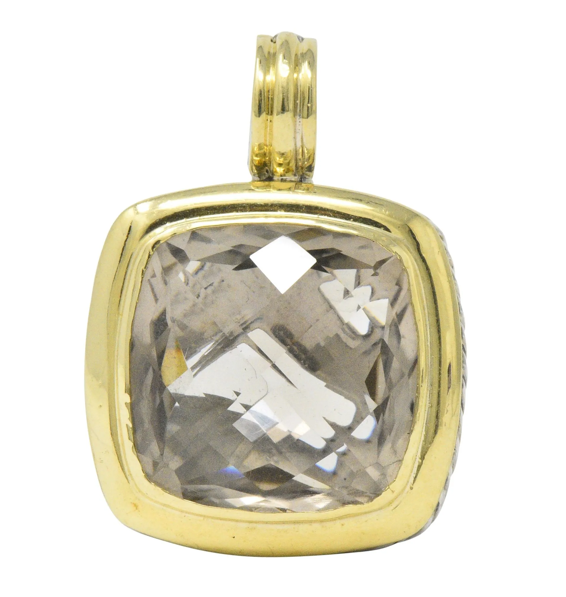 David Yurman Smoky Quartz Sterling Silver 18 Karat Gold Pendant