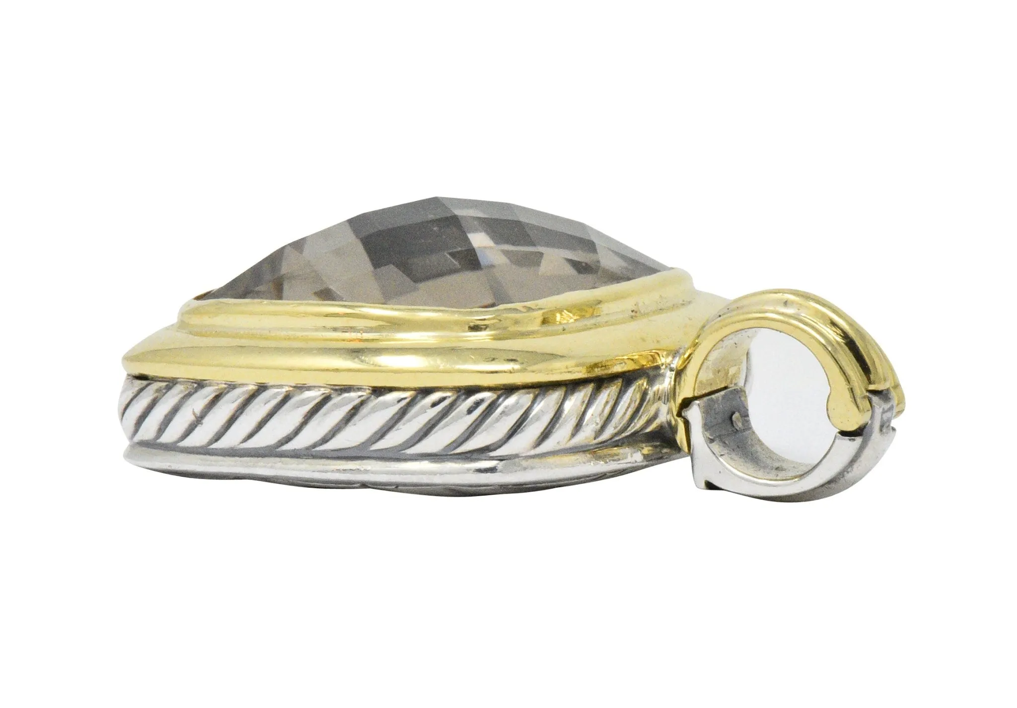 David Yurman Smoky Quartz Sterling Silver 18 Karat Gold Pendant