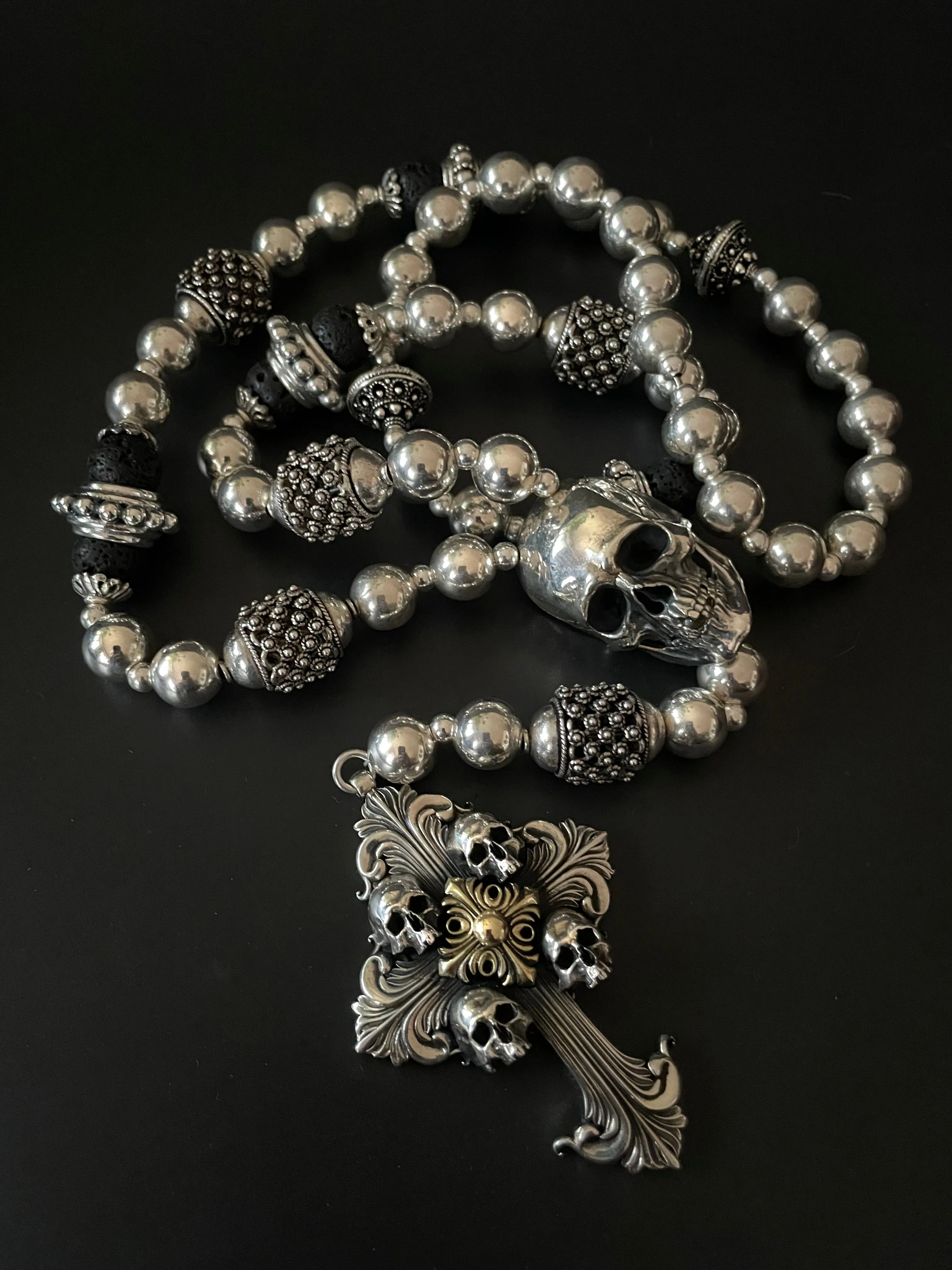 Deus Vult Templar Cross Skull Rosary