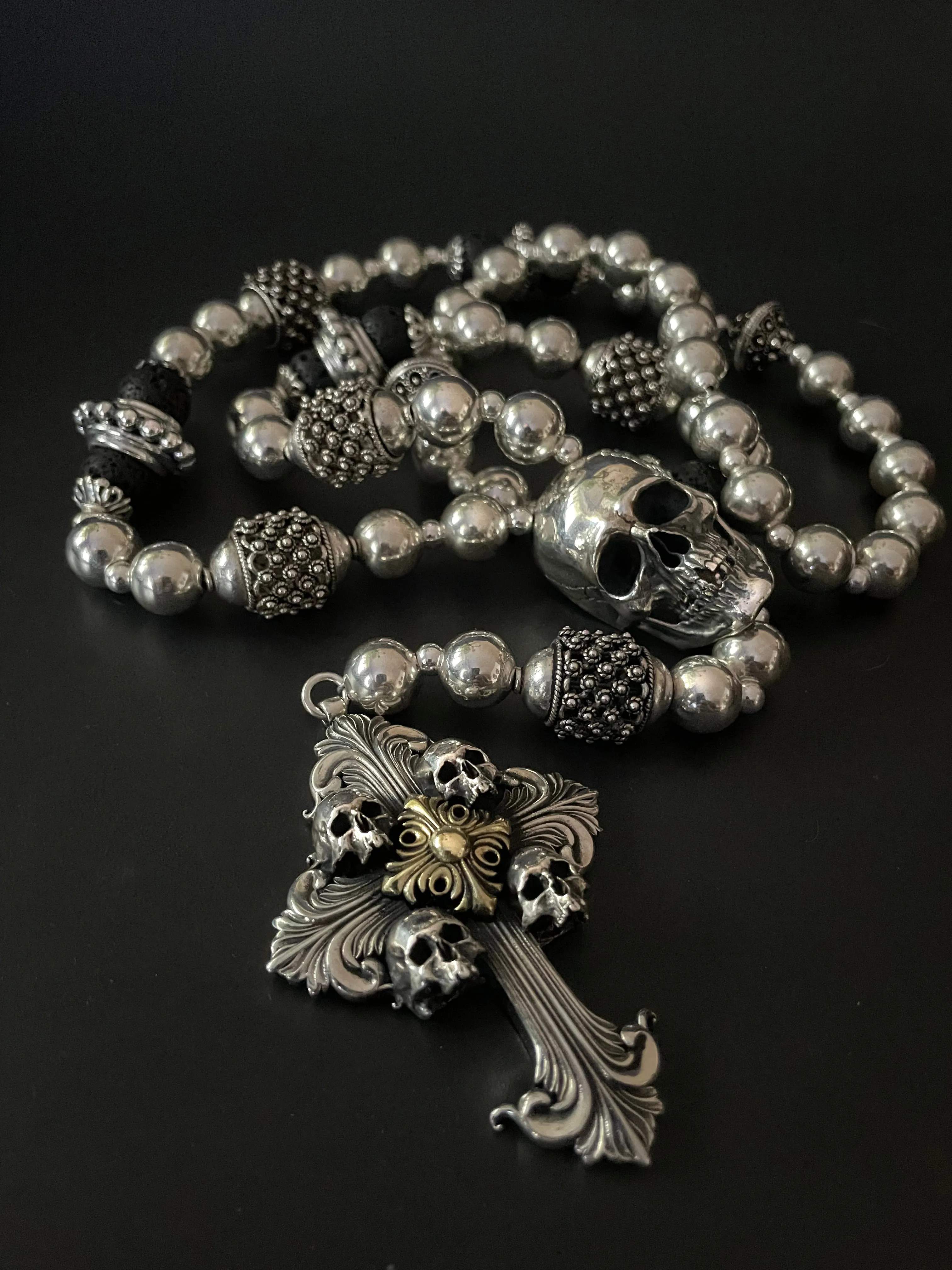 Deus Vult Templar Cross Skull Rosary