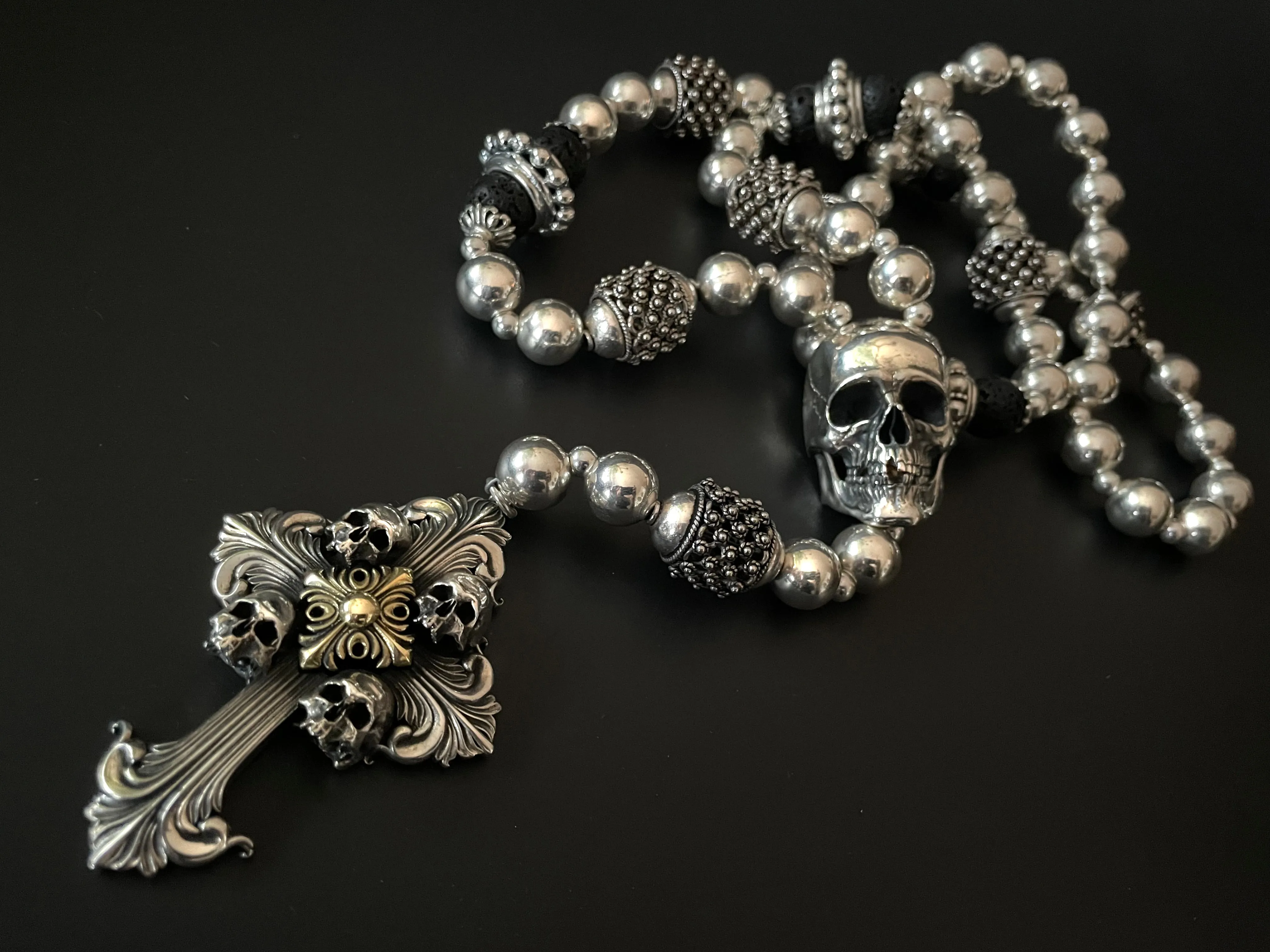 Deus Vult Templar Cross Skull Rosary