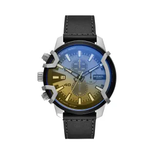 DIESEL GRIFFED MENS CHRONOGRAPH BLACK LEATHER WATCH