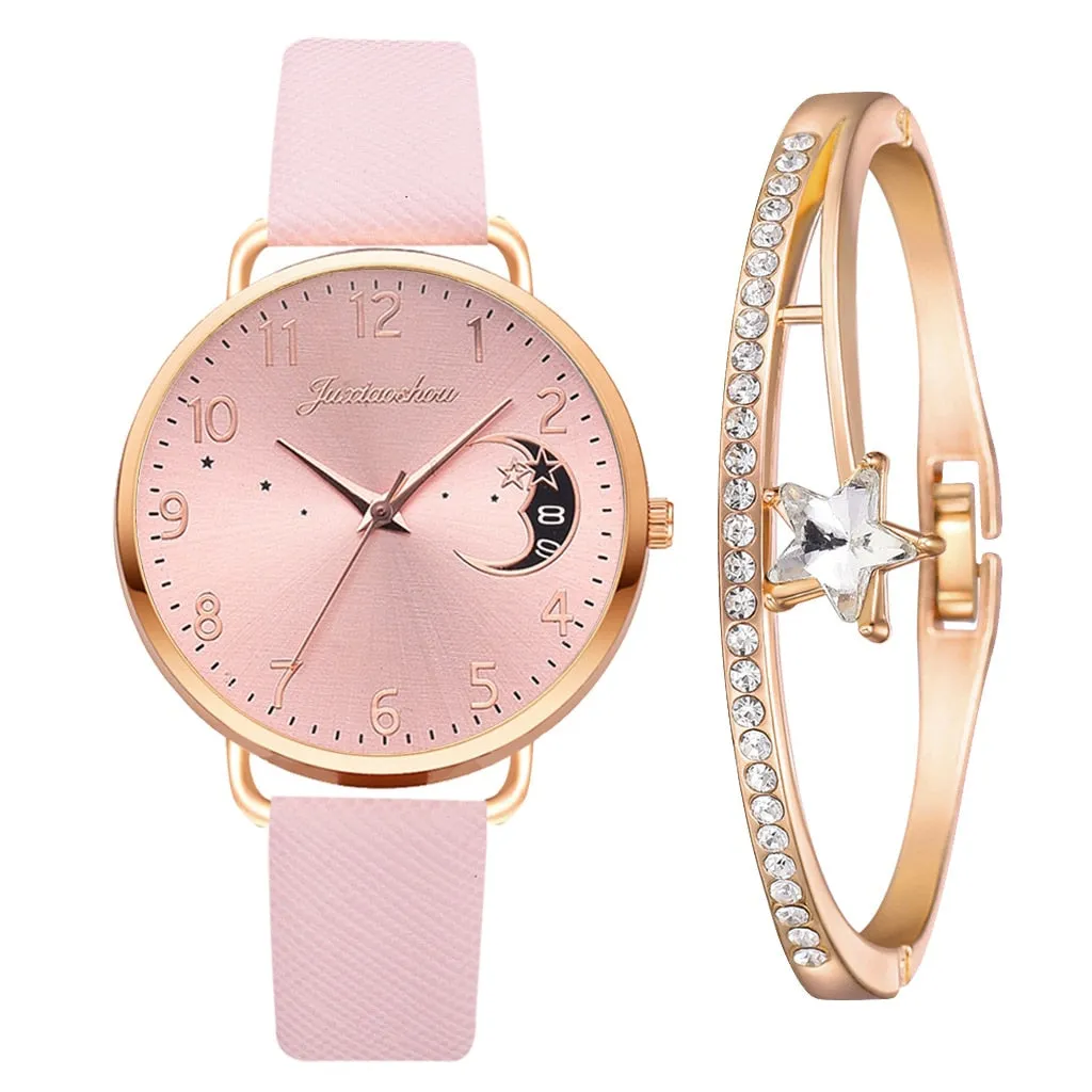 DIGIT NUMBER DIAL WATCH AND BRACELET SET | Elegant Timepiece Duo