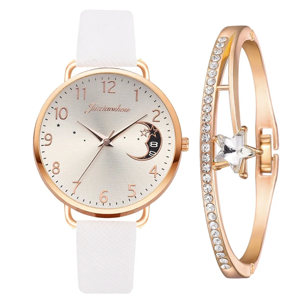 DIGIT NUMBER DIAL WATCH AND BRACELET SET | Elegant Timepiece Duo