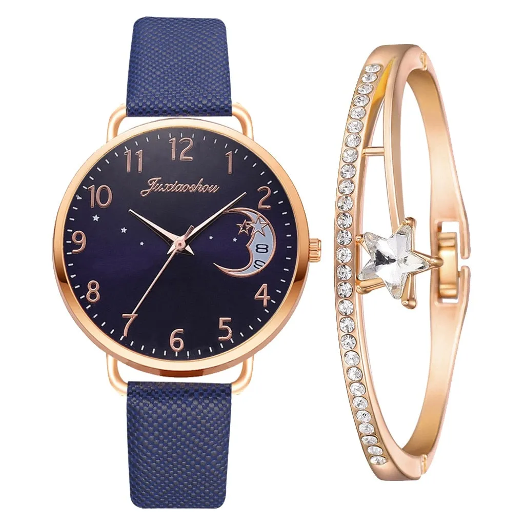DIGIT NUMBER DIAL WATCH AND BRACELET SET | Elegant Timepiece Duo