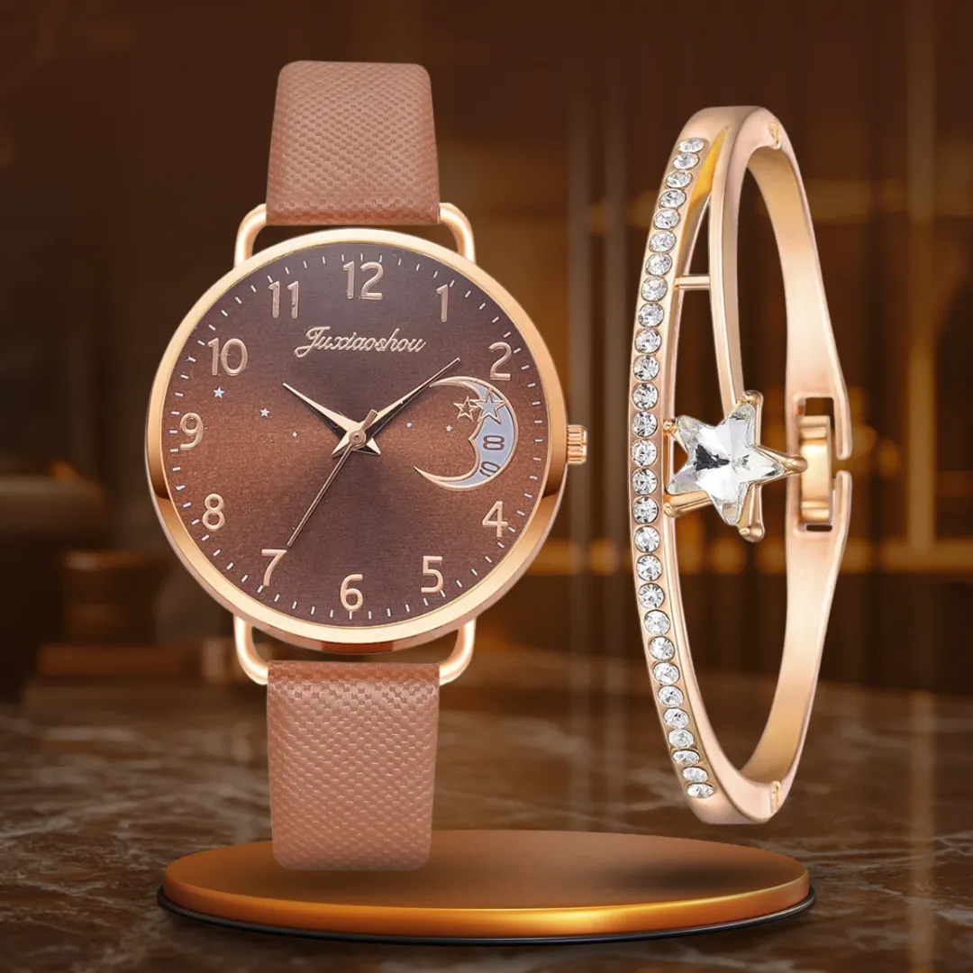 DIGIT NUMBER DIAL WATCH AND BRACELET SET | Elegant Timepiece Duo
