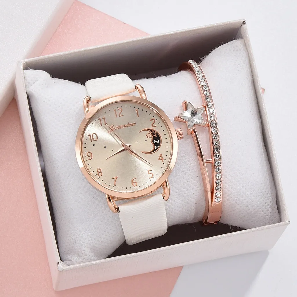 DIGIT NUMBER DIAL WATCH AND BRACELET SET | Elegant Timepiece Duo