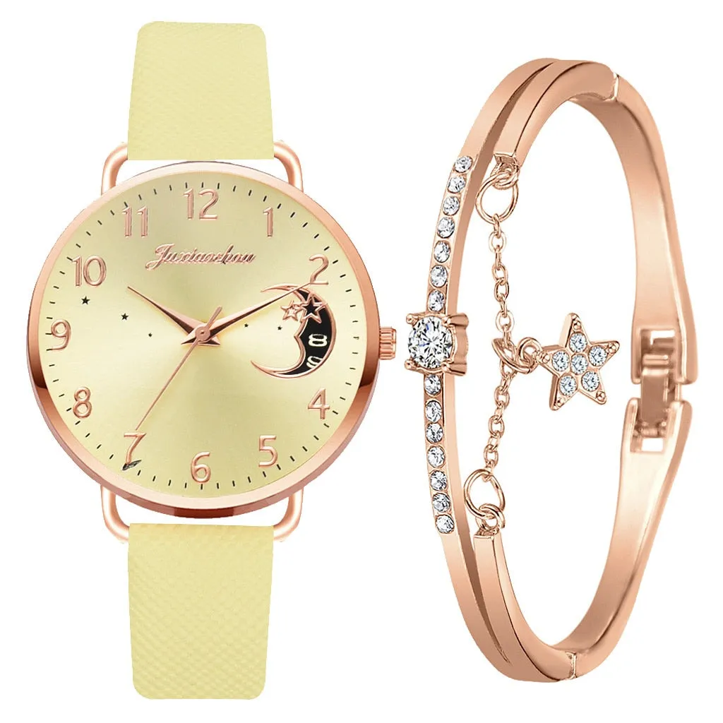 DIGIT NUMBER DIAL WATCH AND BRACELET SET | Elegant Timepiece Duo