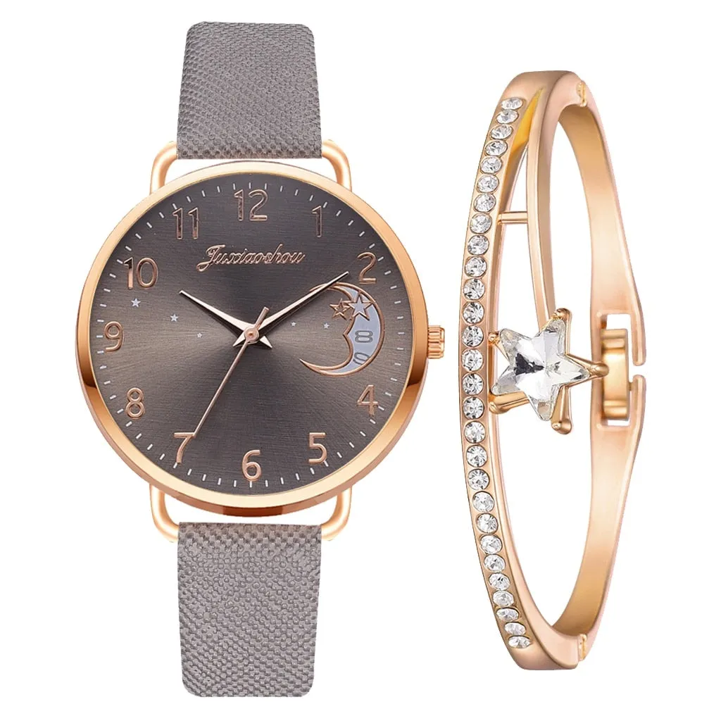 DIGIT NUMBER DIAL WATCH AND BRACELET SET | Elegant Timepiece Duo