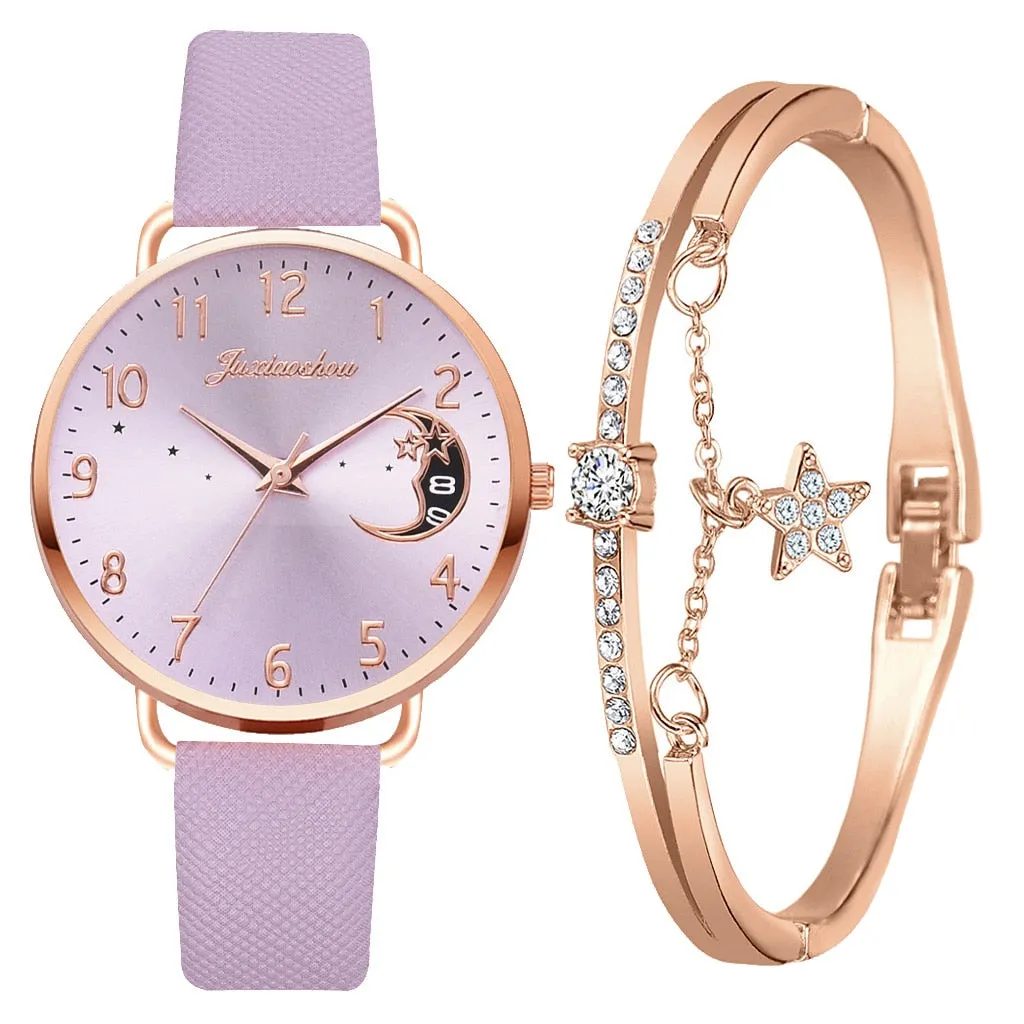 DIGIT NUMBER DIAL WATCH AND BRACELET SET | Elegant Timepiece Duo