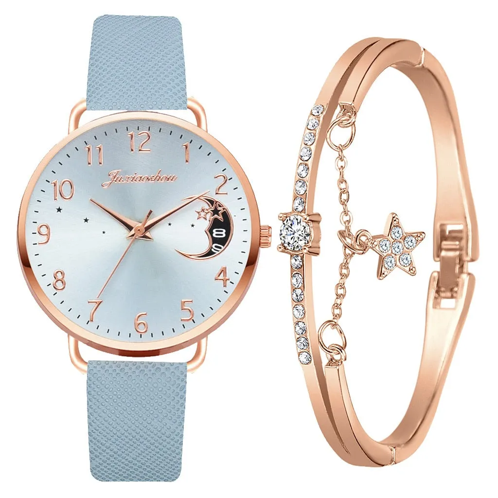 DIGIT NUMBER DIAL WATCH AND BRACELET SET | Elegant Timepiece Duo