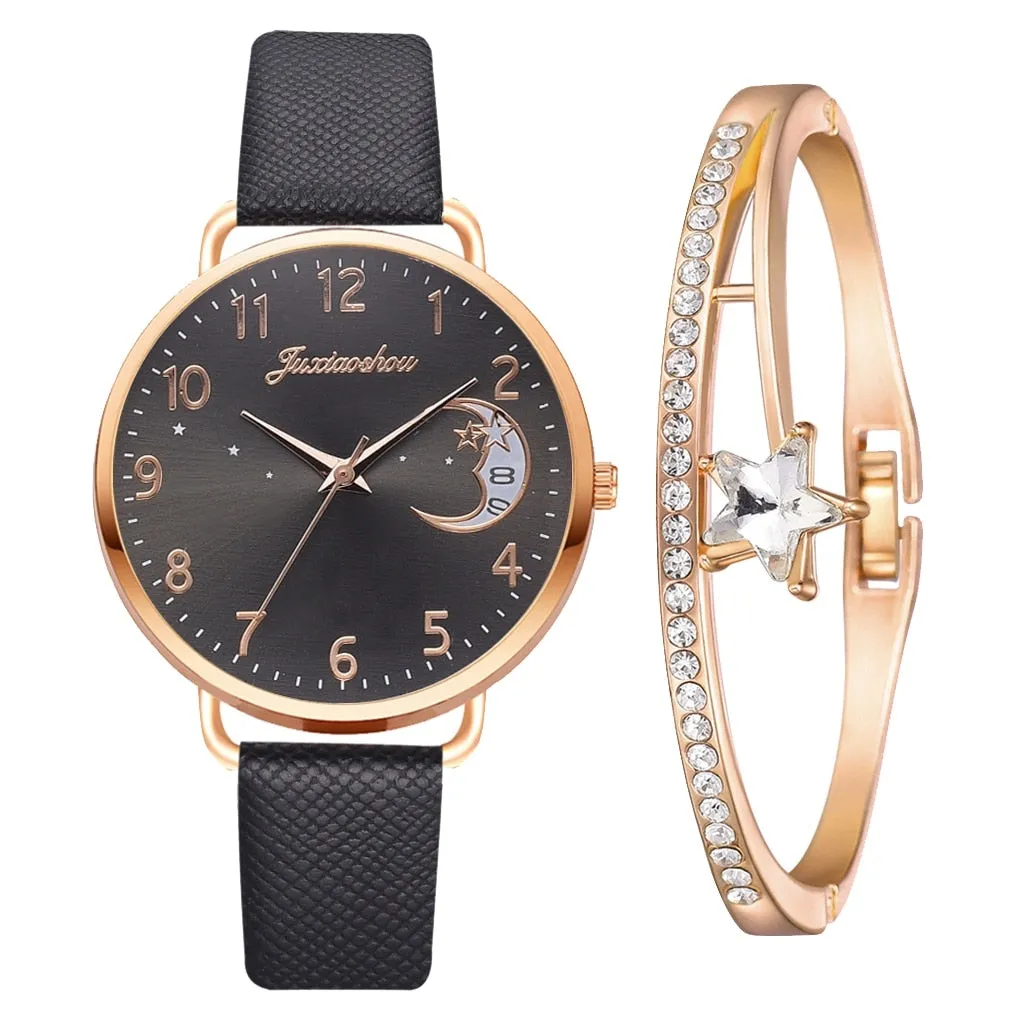 DIGIT NUMBER DIAL WATCH AND BRACELET SET | Elegant Timepiece Duo