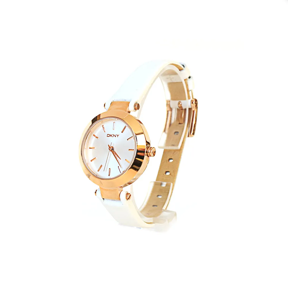 Dkny Gold Plated Analog Watch With Leather Strap
