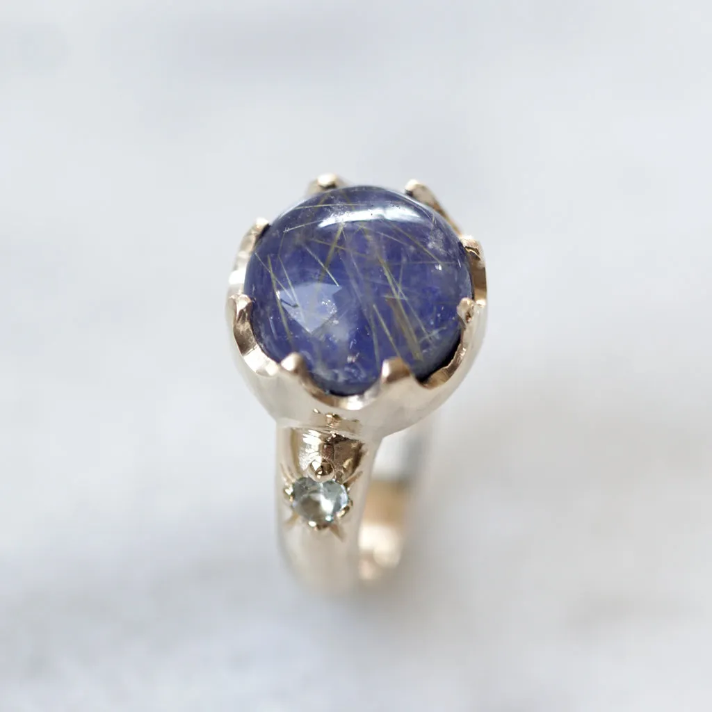 Doublet Lapiz Rutilated Ring in gold