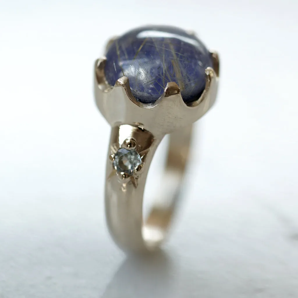 Doublet Lapiz Rutilated Ring in gold