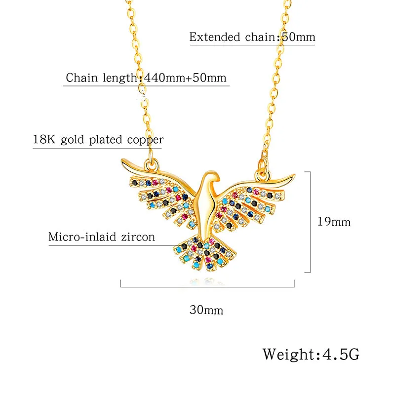 Eagle Pendant Copper Plated Diamond Necklace