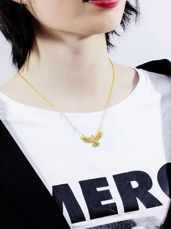 Eagle Pendant Copper Plated Diamond Necklace