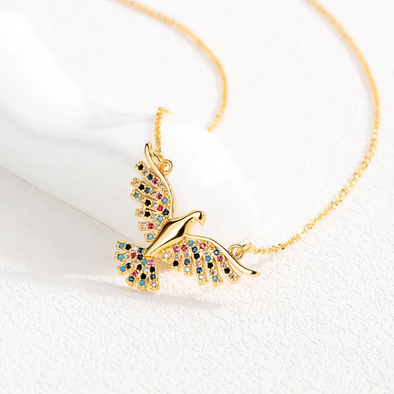 Eagle Pendant Copper Plated Diamond Necklace
