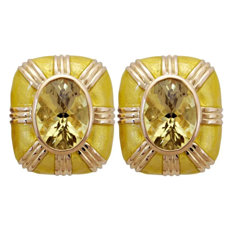 Earrings-Lemon Quartz (Enamel)  (1821A)