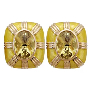 Earrings-Lemon Quartz (Enamel)  (1821A)