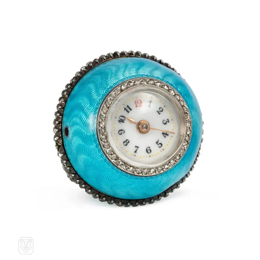 Edwardian enamel and diamond watch pendant
