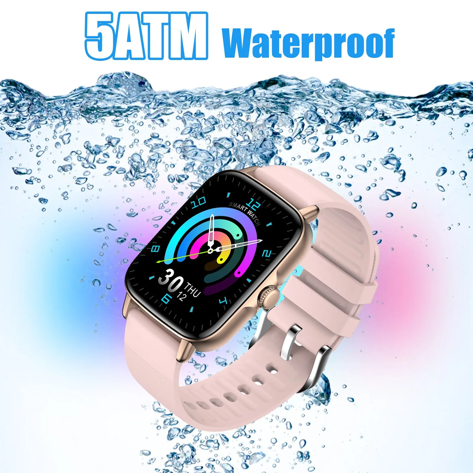 EIGIIS Smart Watches for Men Women Activity Trackers with 1.7 Full Touch Screen IP68 Waterproof Fitness Tracker with Heart Rate Monitor Sleep Tracker Pedometer Smartwatch for iPhone Android