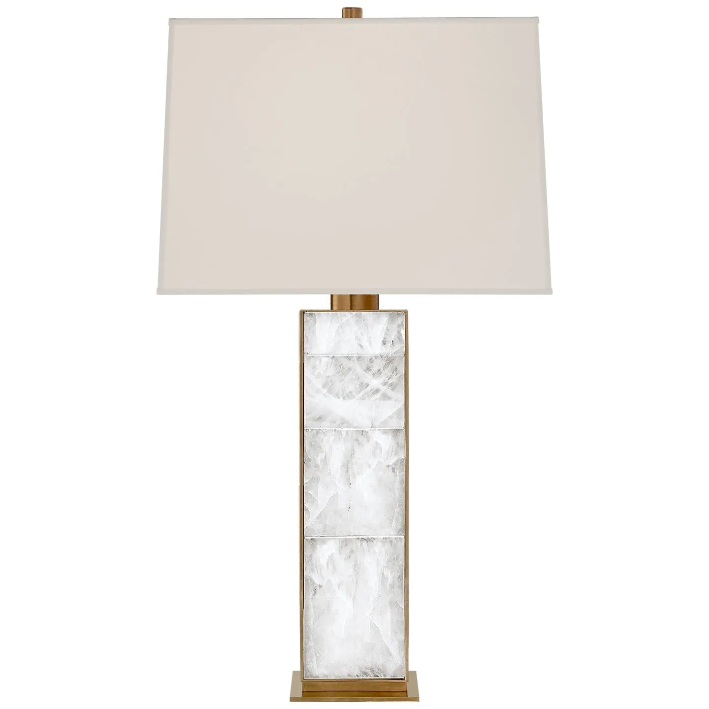 Ellis Table Lamp in Natural Brass and Quartz with Percale Shade