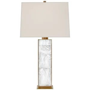 Ellis Table Lamp in Natural Brass and Quartz with Percale Shade