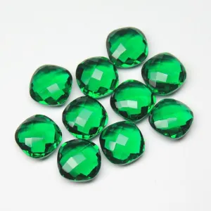 Emerald Green Quartz Faceted Cushion Beads 8mm 10pc