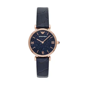 EMPORIO ARMANI ANALOG WATCH 0 JWL GP LEATHER STRAP