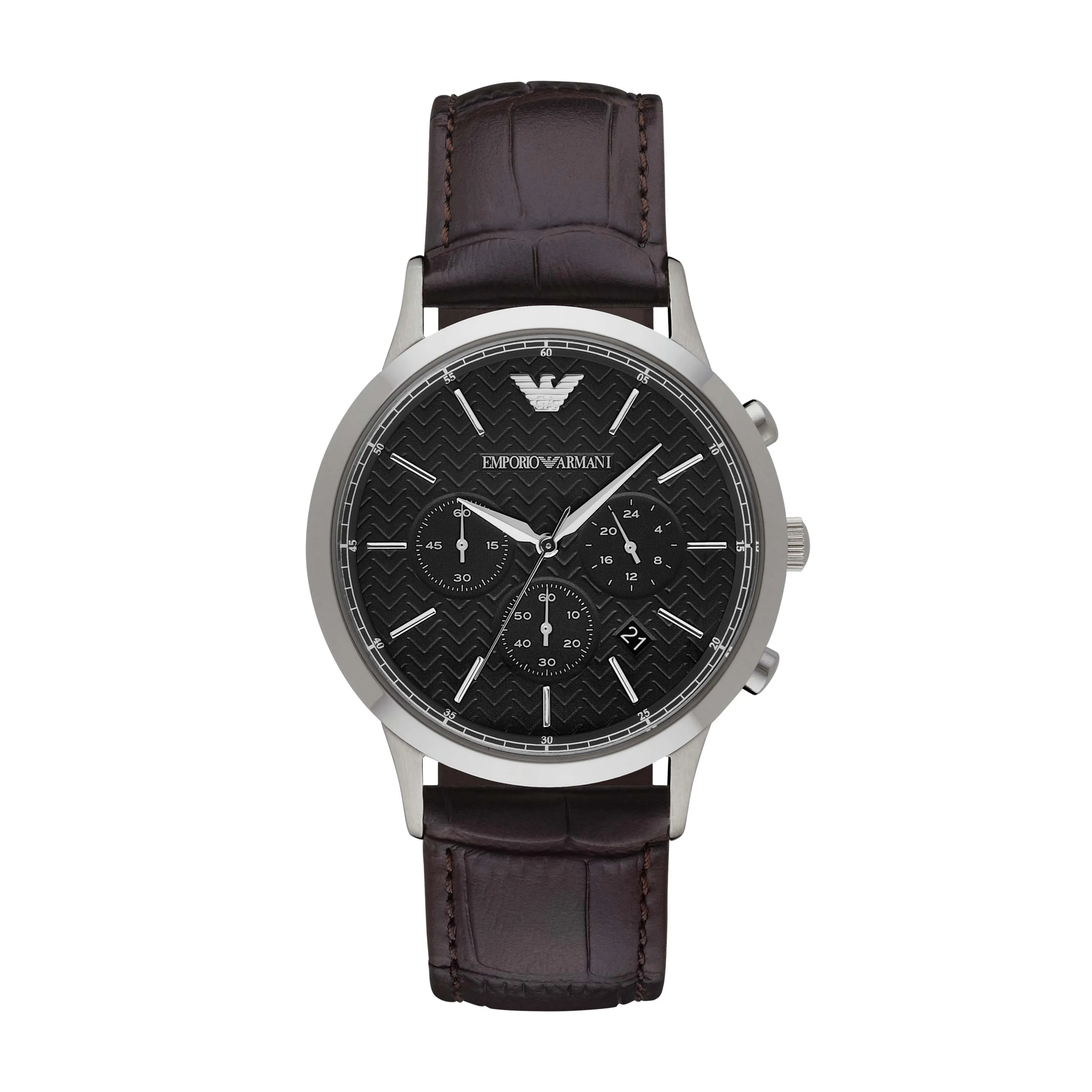 EMPORIO ARMANI ANALOG WATCH 0 JWL SS LEATHER STRAPHOL15