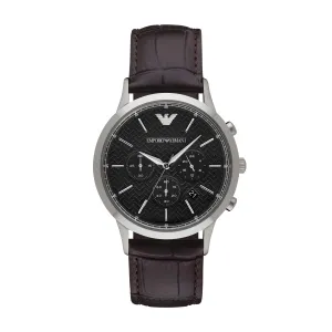 EMPORIO ARMANI ANALOG WATCH 0 JWL SS LEATHER STRAPHOL15