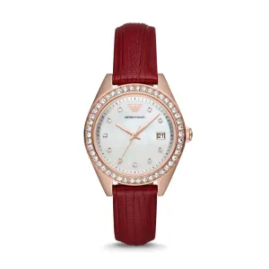EMPORIO ARMANI LEO WOMEN'S LEATHER WATCH