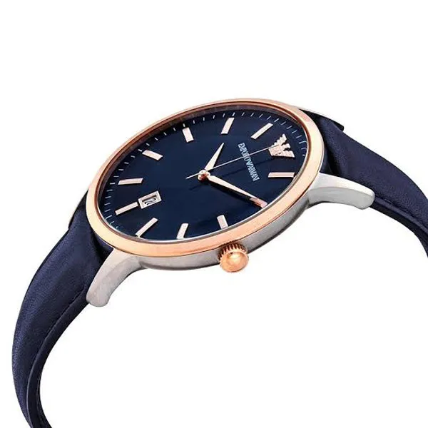 EMPORIO ARMANI Renato Blue Leather Strap Blue Dial Quartz Watch for Gents - AR11188