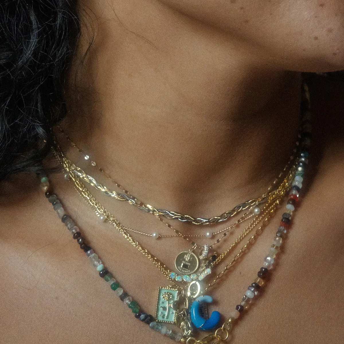 Enamel Birth Flower Pendant Necklace