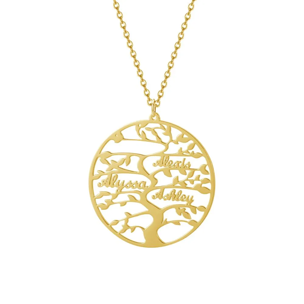 Engraved Tree of Life Necklace with Personalized Name