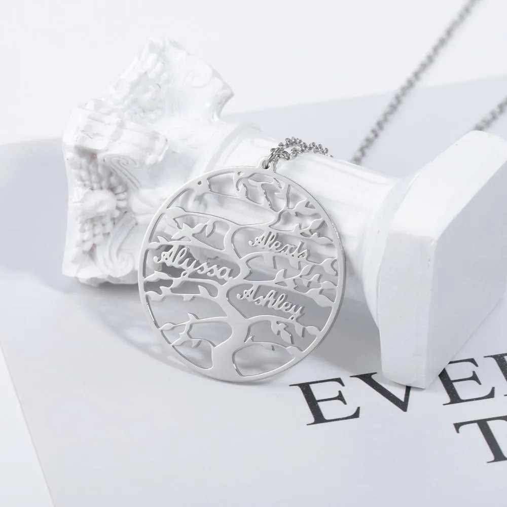 Engraved Tree of Life Necklace with Personalized Name