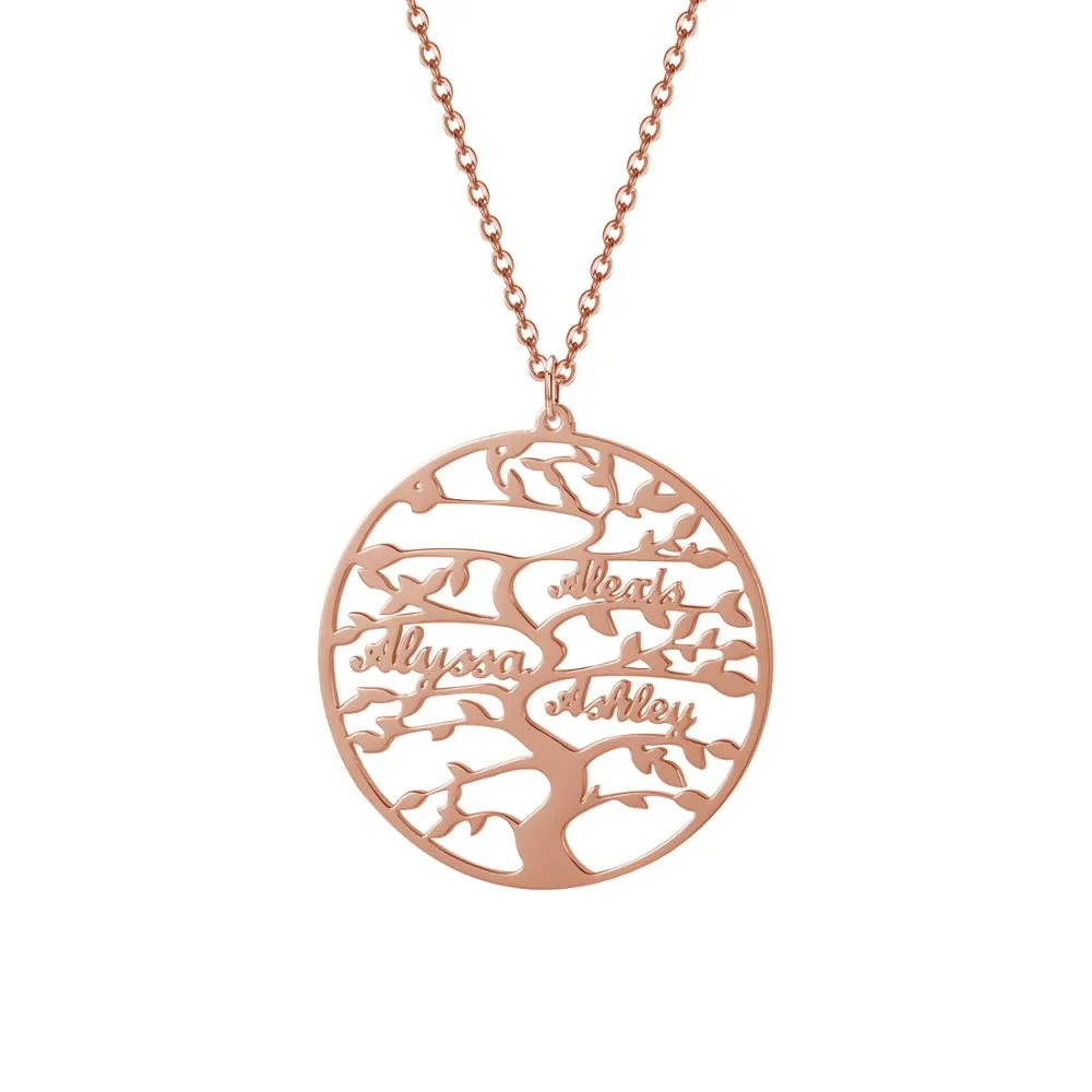 Engraved Tree of Life Necklace with Personalized Name