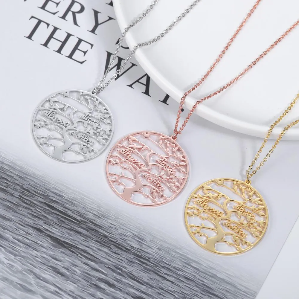Engraved Tree of Life Necklace with Personalized Name