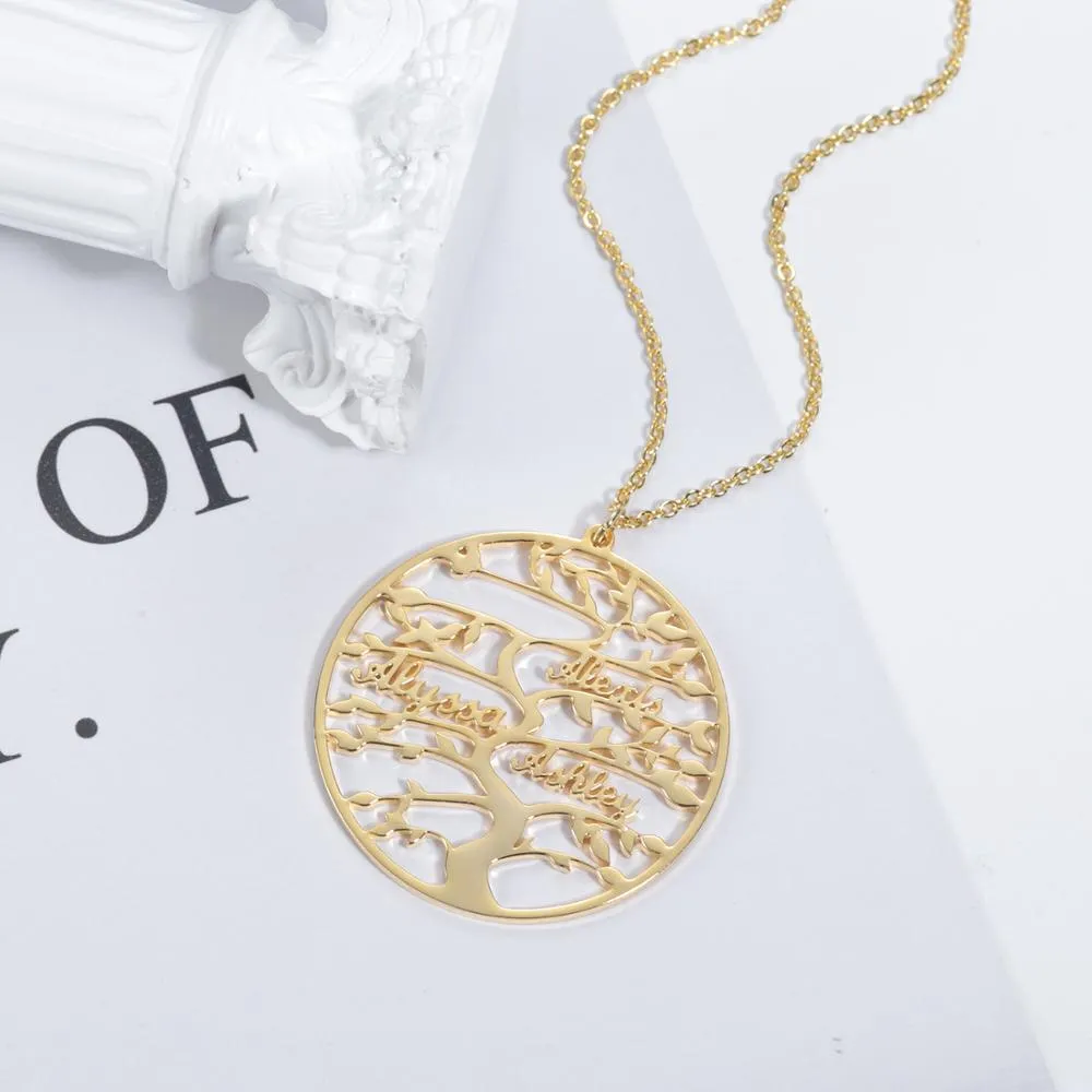 Engraved Tree of Life Necklace with Personalized Name