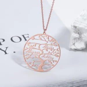 Engraved Tree of Life Necklace with Personalized Name