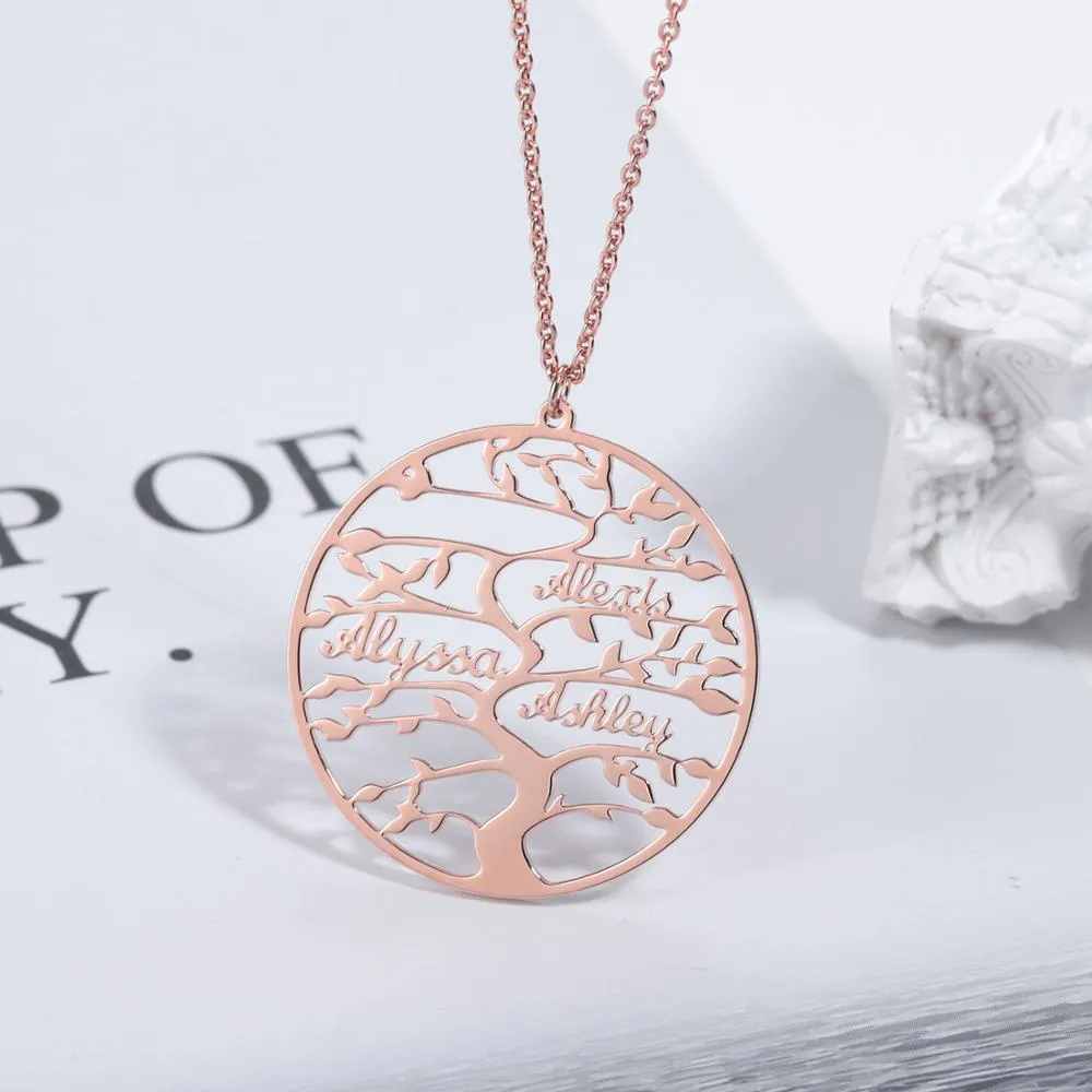 Engraved Tree of Life Necklace with Personalized Name