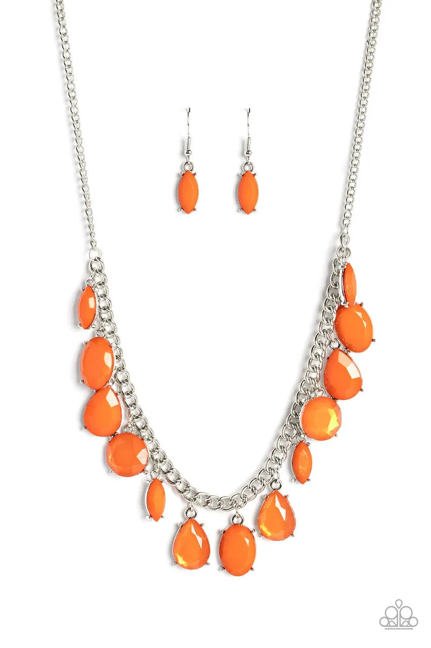 Fairytale Fortuity - Orange - Teardrop Bead Paparazzi Short Necklace