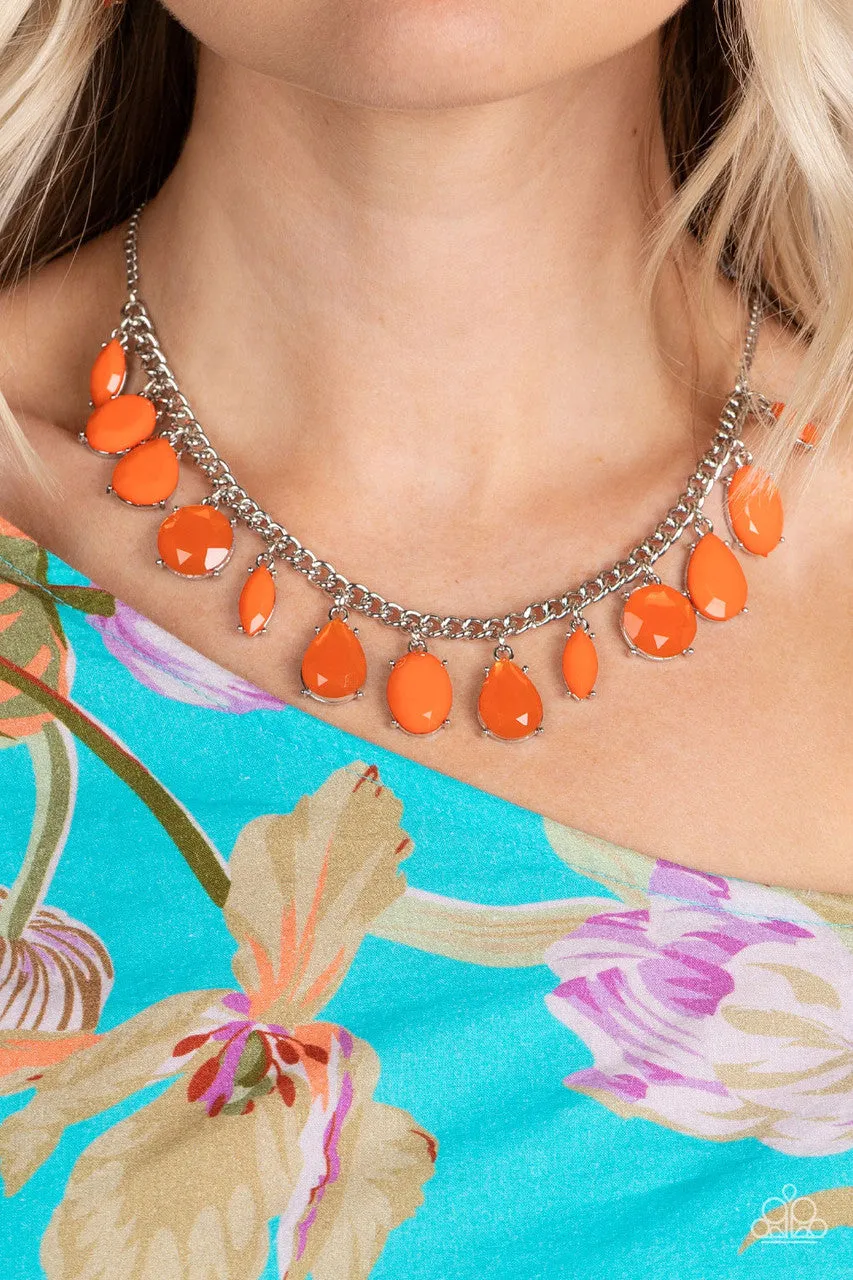 Fairytale Fortuity - Orange - Teardrop Bead Paparazzi Short Necklace