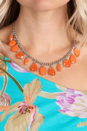 Fairytale Fortuity - Orange - Teardrop Bead Paparazzi Short Necklace