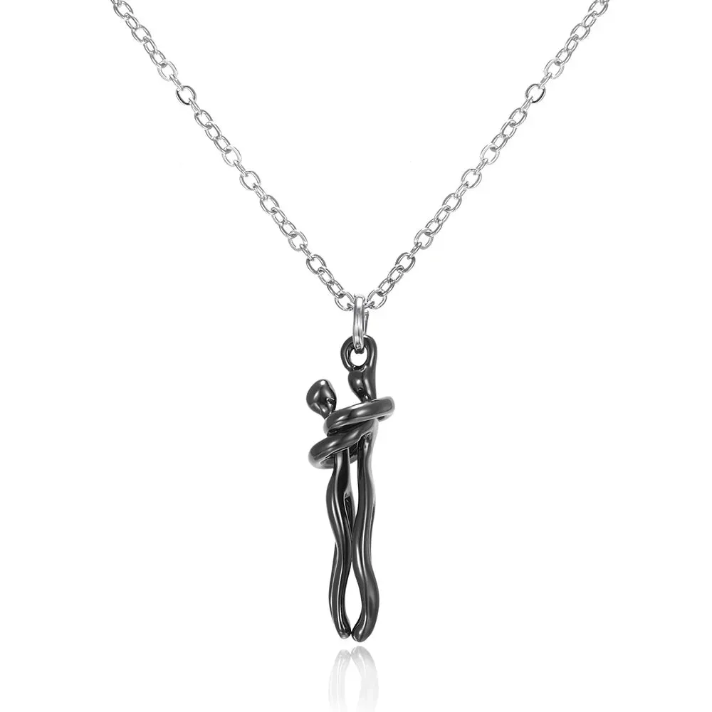 Fashion Hugging Necklace Jewelry Choker Hug Pendant Chain Men Necklaces For Lover Women Couple Men Lady Female Male Gift