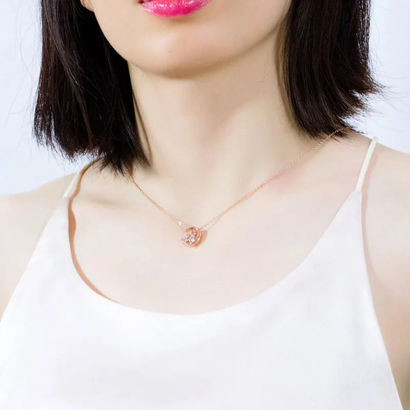 Fashion Temperament Copper Plated Gold Jewelry Women's Rose Gold Zircon Clavicle Necklace