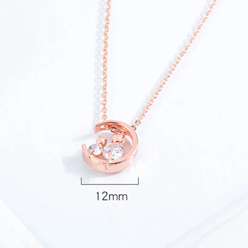 Fashion Temperament Copper Plated Gold Jewelry Women's Rose Gold Zircon Clavicle Necklace