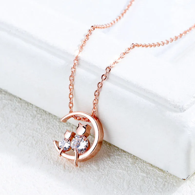 Fashion Temperament Copper Plated Gold Jewelry Women's Rose Gold Zircon Clavicle Necklace